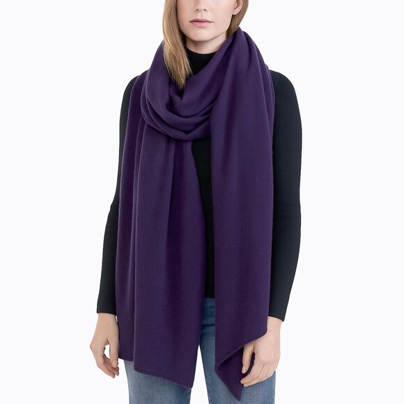 White+Warren Cashmere Travel Wrap Blanket Scarf Shawl Deep Plum Cozycore Luxury - Picture 3 of 6